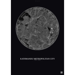 Affiche Kathmandu Metropolitan City – Poster vue satellite 6km N&B | Gravura – Fond foncé