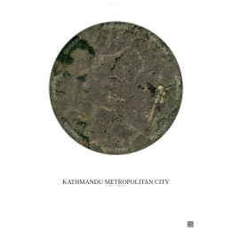 Affiche Kathmandu Metropolitan City – Poster vue satellite 6km Couleur | Gravura – Fond clair