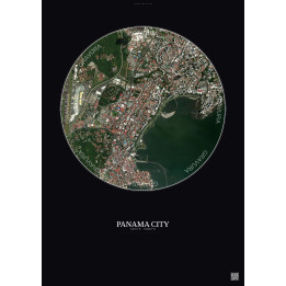 Affiche Panama City – Poster vue satellite 2.5km Couleur | Gravura – Fond foncé