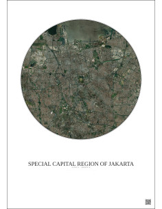 Special Capital Region Of Jakarta Satellite View Poster 10km Color | Gravura – Light background 2