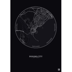 Affiche Panama City – Poster carte de ville 10km | Gravura – Fond foncé