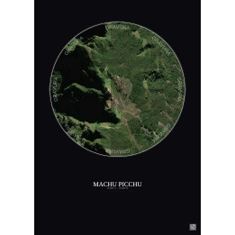Affiche Machu Picchu – Poster vue satellite 0.5km Couleur | Gravura – Fond foncé