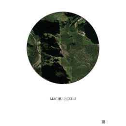 Machu Picchu Satellite View Poster 1km Color | Gravura – Light background