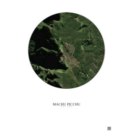 Machu Picchu Satellite View Poster 0.5km Color | Gravura – Light background