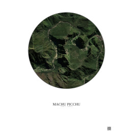 Machu Picchu Satellite View Poster 2.5km Color | Gravura – Light background