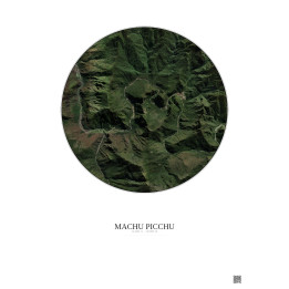 Machu Picchu Satellite View Poster 5km Color | Gravura – Light background