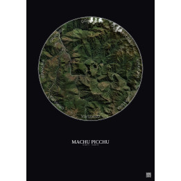 Machu Picchu Satellite View Poster 10km Color | Gravura – Dark background