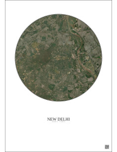 New Delhi Satellite View Poster 10km Color | Gravura – Light background 2