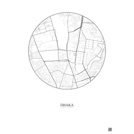 Affiche Dhaka – Poster carte de ville 2.5km | Gravura – Fond clair