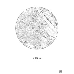 Affiche Vienna – Poster carte de ville 6km | Gravura – Fond clair
