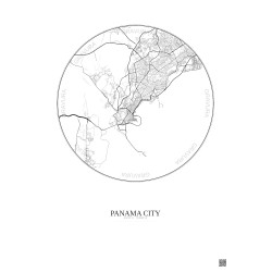 Affiche Panama City – Poster carte de ville 10km | Gravura – Fond clair