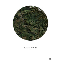 Affiche Machu Picchu – Poster vue satellite 10km Couleur | Gravura – Fond clair