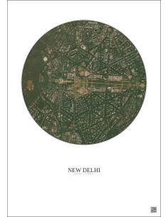 Affiche New Delhi – Poster vue satellite 2.5km Couleur | Gravura – Fond clair 2