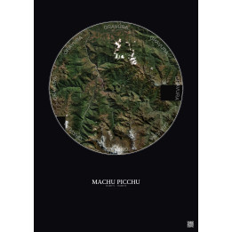 Affiche Machu Picchu – Poster vue satellite 20km Couleur | Gravura – Fond foncé