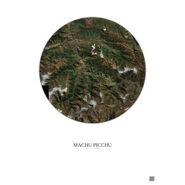 Affiche Machu Picchu – Poster vue satellite 30km Couleur | Gravura – Fond clair