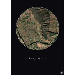 Sacred Valley Satellite View Poster 1km Color | Gravura – Dark background