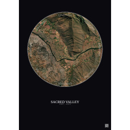 Sacred Valley Satellite View Poster 2.5km Color | Gravura – Dark background