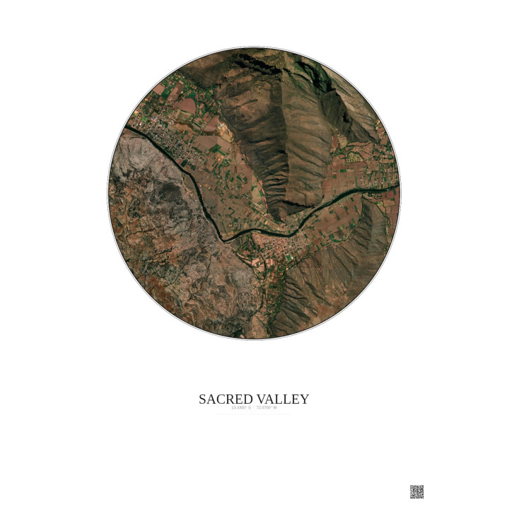 Sacred Valley Satellite View Poster 2.5km Color | Gravura – Light background