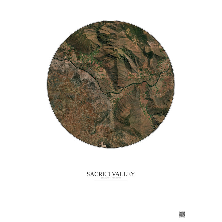 Sacred Valley Satellite View Poster 5km Color | Gravura – Light background