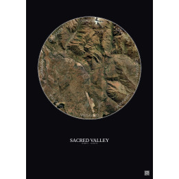 Sacred Valley Satellite View Poster 10km Color | Gravura – Dark background