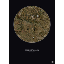 Sacred Valley Satellite View Poster 30km Color | Gravura – Dark background