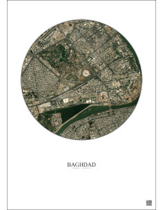 Baghdad Satellite View Poster 2.5km Color | Gravura – Light background 2