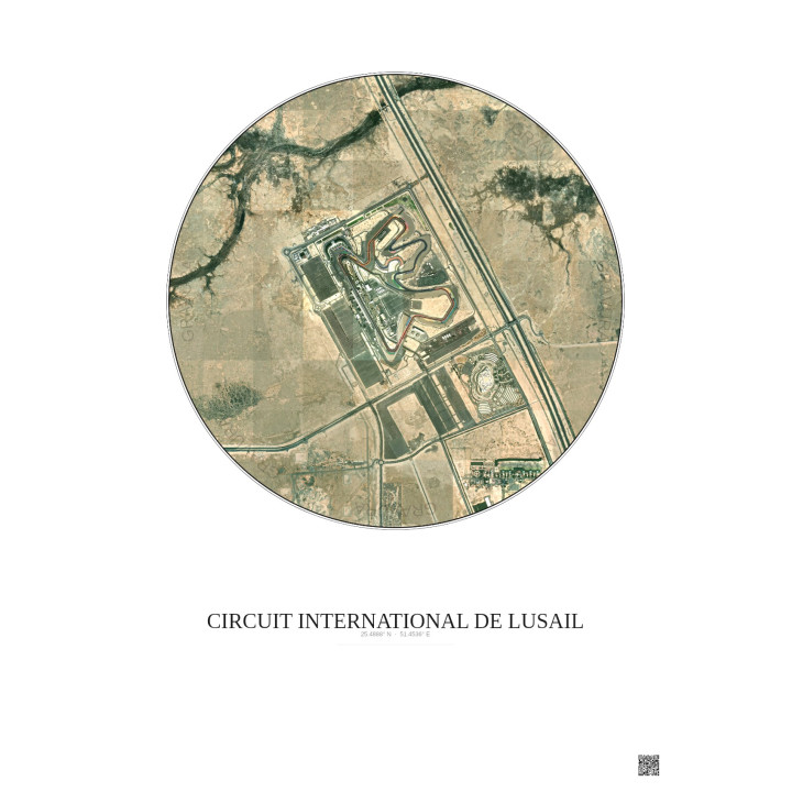 Circuit International De Lusail Satellite View Poster 2.5km Color | Gravura – Light background