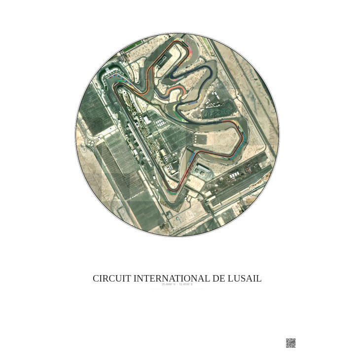 Circuit International De Lusail Satellite View Poster 1km Color | Gravura – Light background