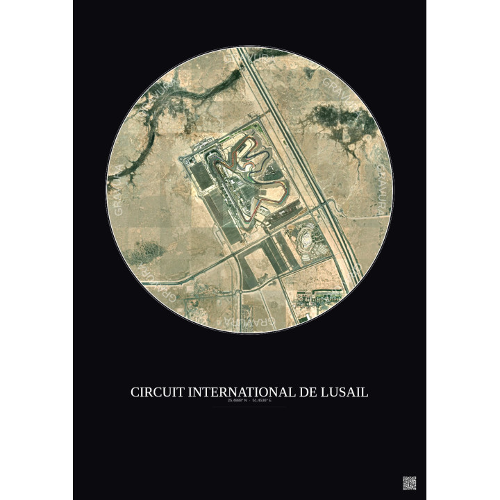 Circuit International De Lusail Satellite View Poster 2.5km Color | Gravura – Dark background