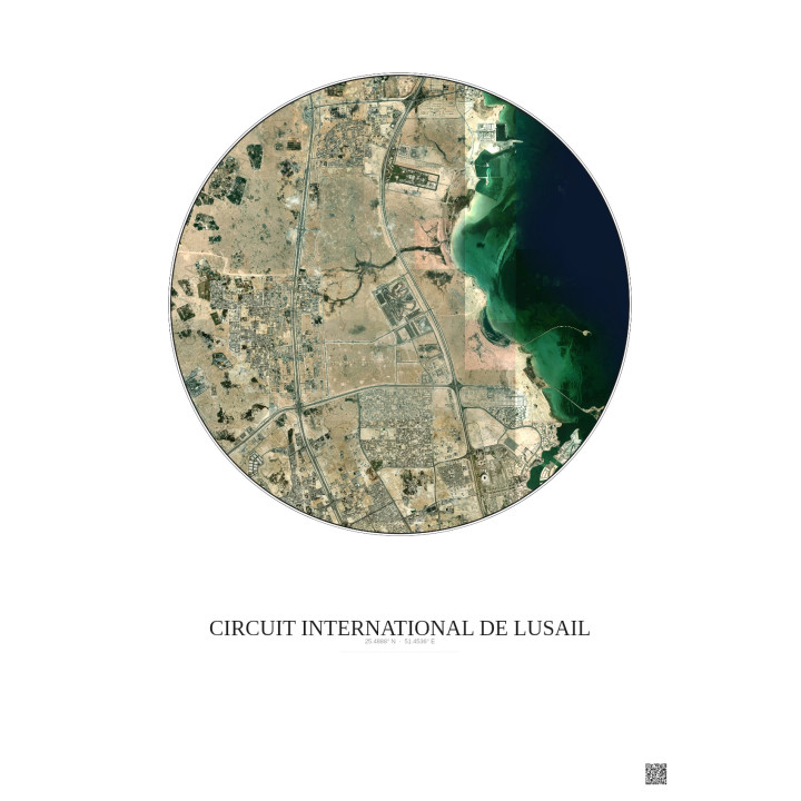 Circuit International De Lusail Satellite View Poster 10km Color | Gravura – Light background