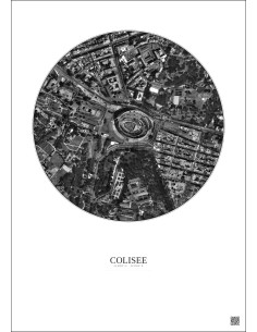 Affiche Colisee – Poster vue satellite 0.5km N&B | Gravura – Fond clair 2