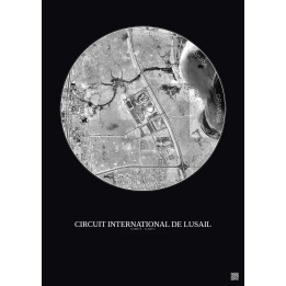 Circuit International De Lusail Satellite View Poster 5km B&W | Gravura – Dark background