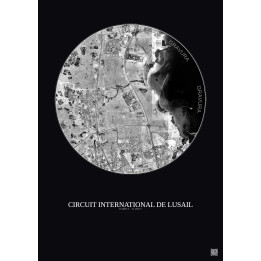 Circuit International De Lusail Satellite View Poster 10km B&W | Gravura – Dark background