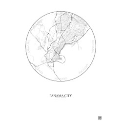 Affiche Panama City – Poster carte de ville 6km | Gravura – Fond clair