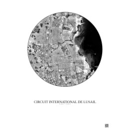 Circuit International De Lusail Satellite View Poster 10km B&W | Gravura – Light background