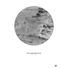 Riyadh Region Satellite View Poster 2.5km B&W | Gravura – Light background