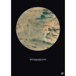 Affiche Riyadh Region – Poster vue satellite 2.5km Couleur | Gravura – Fond foncé