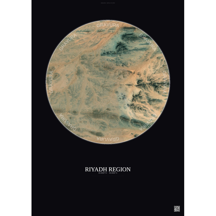 Riyadh Region Satellite View Poster 2.5km Color | Gravura – Dark background