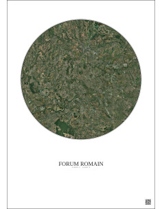 Affiche Forum Romain – Poster vue satellite 20km Couleur | Gravura – Fond clair 2