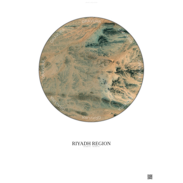 Riyadh Region Satellite View Poster 2.5km Color | Gravura – Light background