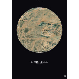 Affiche Riyadh Region – Poster vue satellite 6km Couleur | Gravura – Fond foncé
