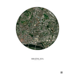 Affiche Bratislava – Poster vue satellite 2.5km Couleur | Gravura – Fond clair