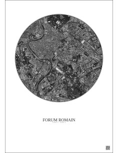 Forum Romain Satellite View Poster 2.5km B&W | Gravura – Light background 2