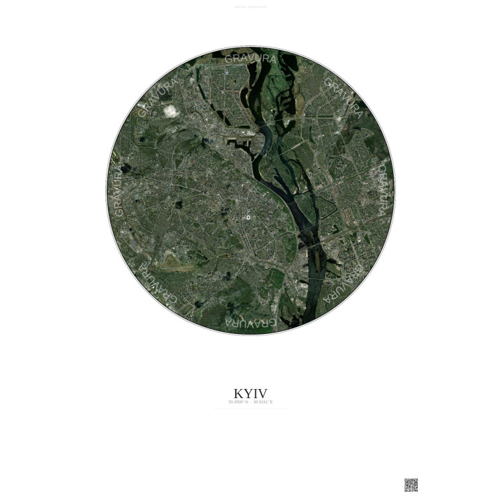 Affiche Kyiv – Poster vue satellite 10km Couleur | Gravura – Fond clair