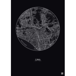 Affiche Lima – Poster carte de ville 10km | Gravura – Fond foncé