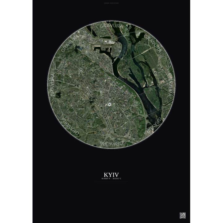 Affiche Kyiv – Poster vue satellite 6km Couleur | Gravura – Fond foncé