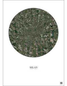Milan Satellite View Poster 10km Color | Gravura – Light background