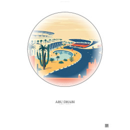 Affiche Abu Dhabi – Poster illustration vintage – Yas Marina Circuit | Gravura – Fond clair