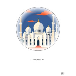 Affiche Abu Dhabi – Poster illustration vintage – Sheikh Zayed Mosque | Gravura – Fond clair