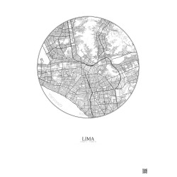 Affiche Lima – Poster carte de ville 10km | Gravura – Fond clair